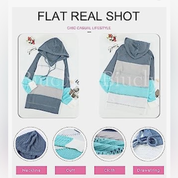 Biucly Color block Knit Top - Light Weight - Long Sleeve - Picture 4 of 7